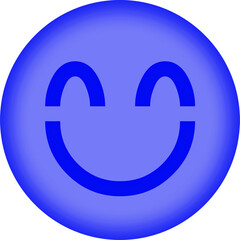 Bright blue neon smiley face icon on black background