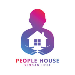 People house logo template design