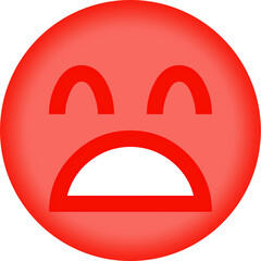 Red emoji face with open mouth and closed eyes expressing distress or sadness