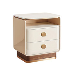 Elegant bedside table in cream gold finish, contemporary furniture design