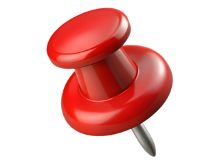 Shiny red thumbtack on a black background