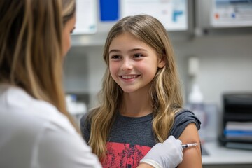 Nurse administering insulin injections to a diabetic girl, demonstrating the daily routine of managing type 1 diabetes with precision and care, Generative AI