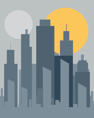 Fototapeta premium high rise silhouettes morning haze sun