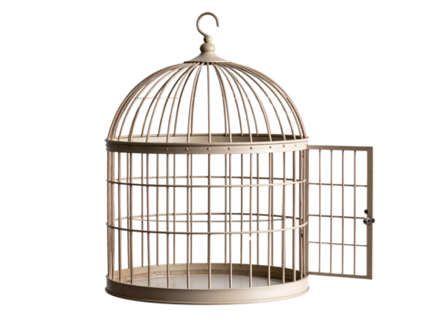  Open Birdcage with Hanging Hook, isolated on transparent background PNG