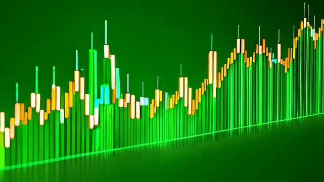 Dynamic Stock Market Graph Depicting Financial Trends in Green and Yellow Colors