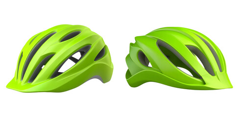 Green Bicycle Helmets isolated on transparent background perfect for cycling safety campaigns