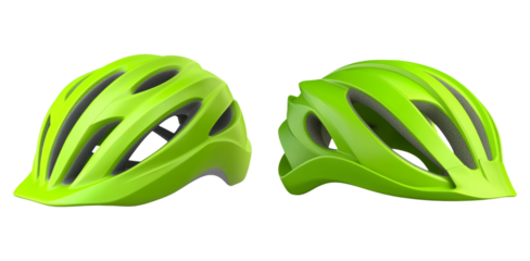 Green Bicycle Helmets isolated on transparent background perfect for cycling safety campaigns