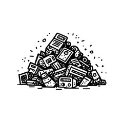 Obraz premium Pile of Vintage Electronics and Gadgets - Retro