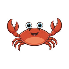 Fototapeta premium Cartoon crab with big blue eyes and red claws illustration