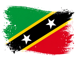 Saint Kitts and Nevis Flag in Bold Brush Stroke Style, Artistic Abstract Look, Isolated.