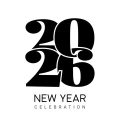Happy New Year 2026 designs. Made of elegant numbers on white background. Minimalist design for New Year 2026 celebration. Vector