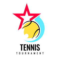 Tennis ball tournament icons. Original sign in color. Symbol or emblem. Clean, versatile design with high-impact typography ideal for professional tennis competitions and fan engagement.