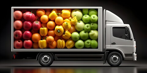 Fresh produce delivery truck filled with colorful fruits and vegetables