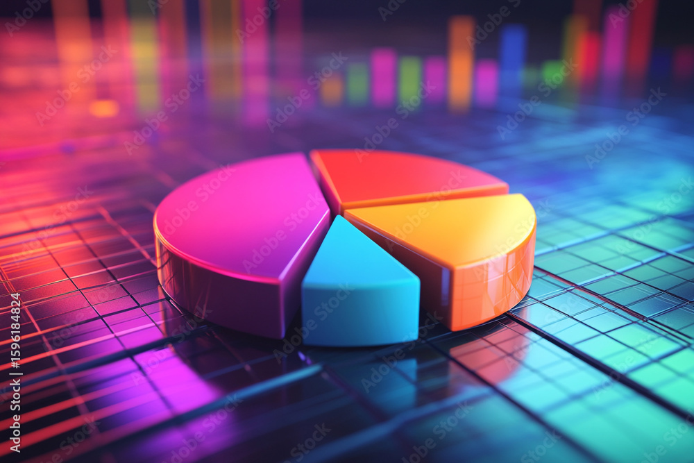 Poster colorful 3d pie chart data visualization financial analytics business report