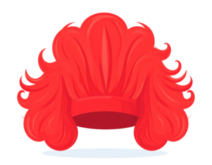 Vibrant Red Clown Wig on White Background for Playful and Creative Concepts