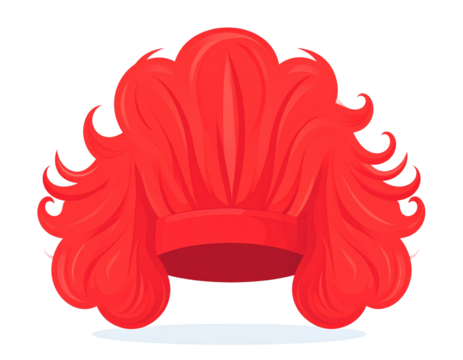 Vibrant Red Clown Wig on White Background for Playful and Creative Concepts