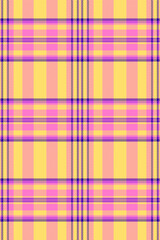 Vibrant yellow, pink, and purple plaid pattern.  Perfect for textile design, fashion, websites, or as a cheerful background.  This bold, geometric textile evokes feelings of energy and optimism.