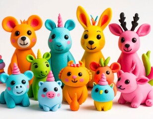 Naklejka premium Colorful Clay Figurines for Kids – Cute Handmade Characters