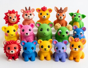Naklejka premium Colorful Clay Figurines for Kids – Cute Handmade Characters