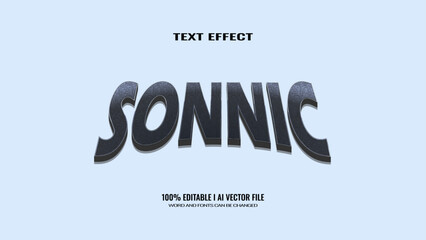 3D Text Effect sonnic, editable text