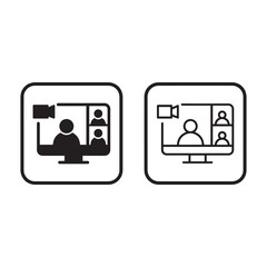 Fototapeta premium Minimalist Video Conference Symbol Vector Set