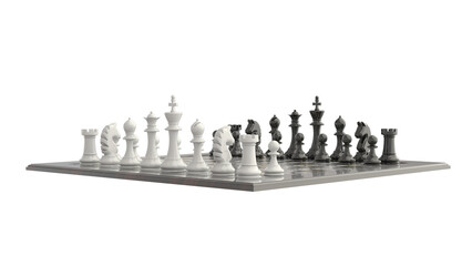Highly detailed 3D render of a chessboard with pieces, created with accurate color reproduction according to OCIO. Ideal for illustrations and concept art.