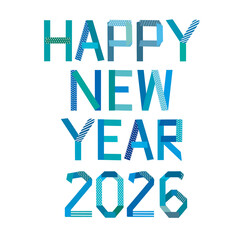 happy new year2026の青い挨拶文字