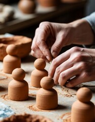 Clay Figurines Being Sculpted &ndash; Hands Working with Clay