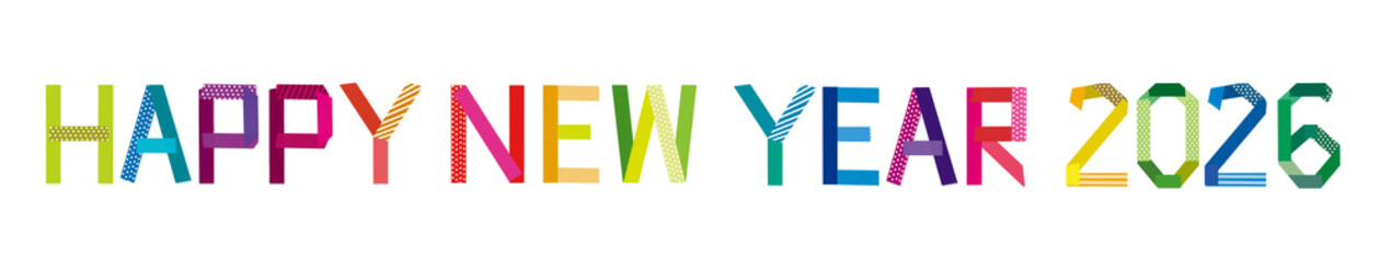 happy new year2026のカラフルな文字