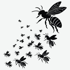 Bees and hornets swarming each other image design vector art and illustration