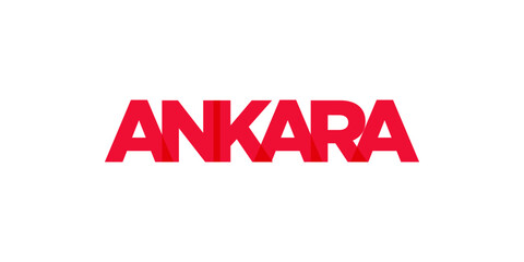 Ankara in the Turkey emblem. The design features a geometric style, vector illustration with bold typography in a modern font. The graphic slogan lettering.