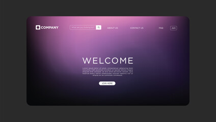 Website Landing Page Design Purple Gradient, Welcome Message