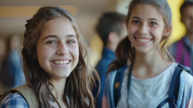 A group of young girls posing together, likely friends or classmates