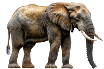 Elephant without tusk isolated on white background with clipping path