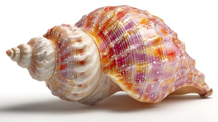 Fototapeta premium Vibrant spiral seashell with pink and orange hues