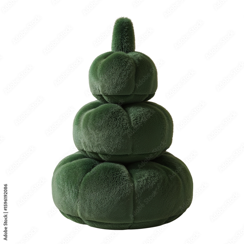 Poster abstract green stack sculpture formed by soft spherical shapes floating in zero gravity