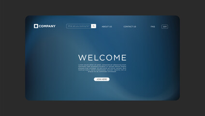 Fototapeta premium Website Landing Page Design Modern, Blue Gradient, Welcome Message