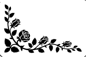 "Elegant Floral Vector   floral frame, rose corner art graphics 
