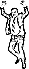 Mature business man jumping