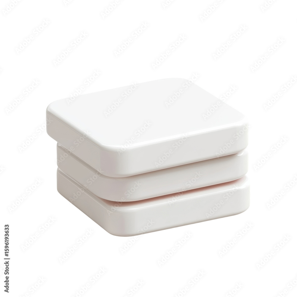 Poster 3d stacked white square platforms presentation display isolated design on transparent background