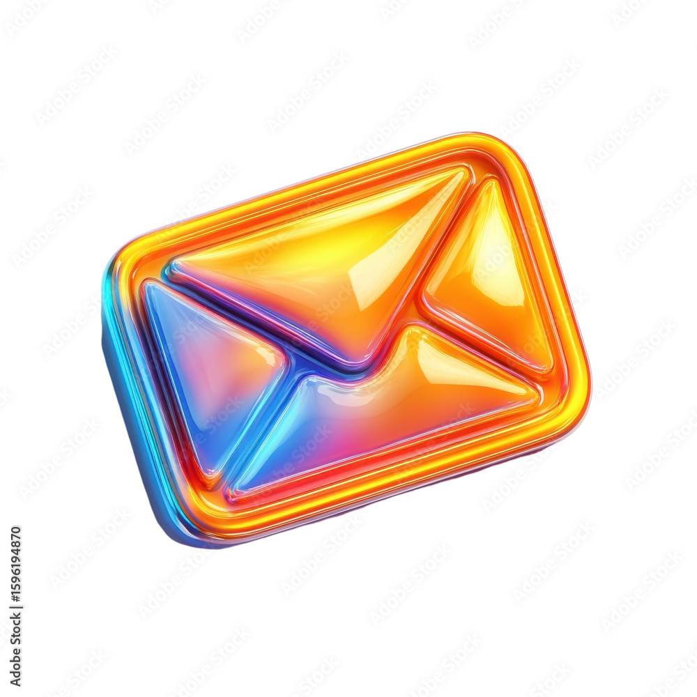 Poster glossy email icon digital communication notification message modern on transparent background