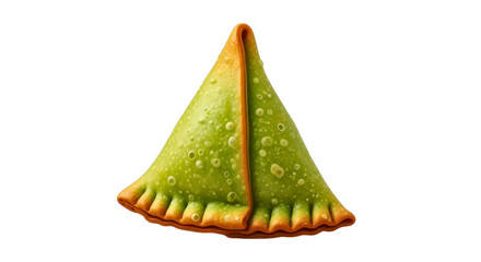 Green Fried Samosa Isolated on White Background
