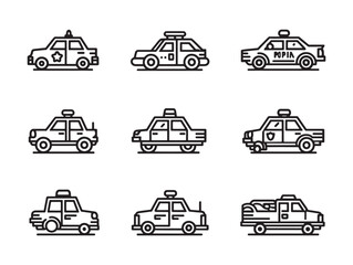 Naklejka premium Minimalist police car black white art