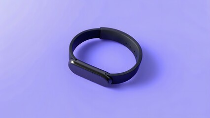 Modern Black Wristband on Smooth Purple Background Minimalist 3D Render
