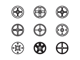 Modern Car Steering Wheel Line Art Creative Style