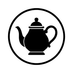 Obraz premium Solid Teapot in Circle Icon Vector - Hot Beverage Symbol