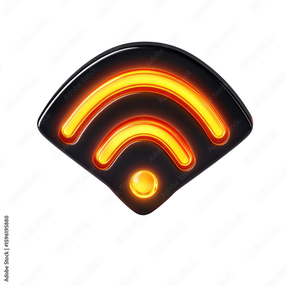 Poster glowing wifi signal icon network connection router wireless hotspot on transparent background