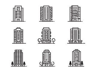 Fototapeta premium Modern Condo Tower Line Art Sketch In Minimalism