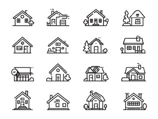 Modern Duplex Home Vector Line Art
