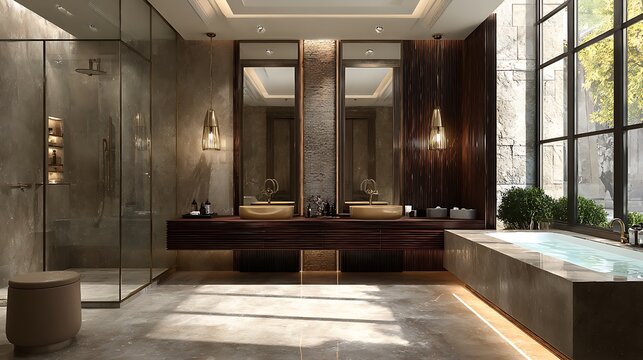 Luxury Modern Bathroom with Elegant Lighting / 優雅な照明が彩るラグジュアリーモダンバスルーム